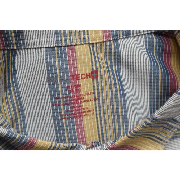 Swiss Tech Men's Striped Button Down Short Sleeve Shirt Regular Size XL - Picture 8 of 8